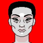  1girl animated animated_gif bags_under_eyes black_hair body_horror borrowed_character closed_mouth dreamscreep eyeliner fangs hair_slicked_back horror_(theme) lips looking_at_viewer lowres makeup mature_eyes mature_female mole mole_above_mouth monster monster_girl nose nostrils open_mouth original pixel_art red_background sharp_teeth shiny_lips shiny_skin simple_background smile solo squinting teeth transformation 