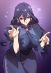  1girl breasts earrings fingernails hex_maniac_(pokemon) highres jewelry kukumomo lips long_hair mature_female nail_polish pokemon solo 
