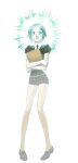  1other :d androgynous belt black_necktie blue_eyes blue_hair blue_tongue clipboard colored_eyelashes colored_tongue full_body gem_uniform_(houseki_no_kuni) gradient_clothes grey_shoes highres holding holding_clipboard houseki_no_kuni imam_(oozlo) korean_commentary long_legs necktie other_focus pale_skin phosphophyllite puffy_short_sleeves puffy_sleeves shoes short_sleeves smile sparkle sparkling_aura white_background white_belt 