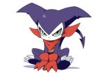  bandana bandana_around_neck digimon digimon_(creature) fewer_digits full_body gloves green_eyes impmon red_bandana red_gloves simple_background sitting solo white_background yuzuaccident 