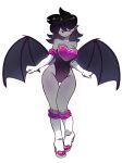  1girl absurdres adapted_costume adventure_time bat_wings black_hair boots breasts cleavage colored_skin cosplay elbow_gloves full_body gloves grey_skin heart heart_print high_heel_boots high_heels highleg highleg_leotard highres knee_boots leotard marceline_abadeer pointy_ears rouge_the_bat rouge_the_bat_(cosplay) smile solo sonic_(series) strapless strapless_leotard thigh_gap thighs trait_connection usmangaa vampire white_gloves wings 