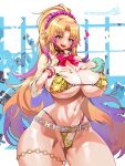  1girl :d amesuku_gyaru animal_print ass_visible_through_thighs bag bangle barbariana_(last_origin) belt bikini black_choker blonde_hair blush bow bowtie bracelet breast_suppress breasts buckle cameltoe cat_print cellphone choker cleavage collarbone collared_shirt curvy fang floating_paper gem gold_thighlet gradient_hair green_eyes green_gemstone green_scrunchie groin gyaru hair_ornament hair_scrunchie handbag heart heart-shaped_buckle heart_belt_buckle highleg highleg_bikini highres huge_breasts indoors jewelry kogal last_origin leopard_print leopard_print_bikini light_particles linea_alba long_hair long_sleeves looking_at_viewer micro_bikini microskirt midriff multicolored_hair nail_polish navel navel_piercing o-ring o-ring_bikini o-ring_bikini_bottom o-ring_choker o-ring_thigh_strap o-ring_top official_alternate_costume open_mouth paizuri_invitation paper parted_bangs partially_visible_vulva phone piercing pink_bow pink_bowtie pink_hair pink_nails pixiv_id ponytail purple_scrunchie rabbit_print revealing_clothes school_uniform scrunchie shiny_skin shirt signature skindentation skirt smile solo standing stomach streaked_hair sweater swimsuit teeth thick_thighs thigh_strap thighs thong thong_bikini tongue twitter_username umigarasu_(kitsune1963) underboob very_long_hair white_belt white_shirt wide_hips wrist_scrunchie 