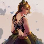  absurdres artigor back bug butterfly dress fashion green_dress highres jojo_no_kimyou_na_bouken kujo_jolyne muscular parade stone_ocean 