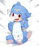  2017 anal anal_beads anal_penetration anthro balls blush cub digimon male moki penetration penis sex_toy solo veemon young 