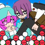  2girls alternate_costume alternate_hairstyle artist_request highres komeiji_satori long_hair mesmerizer_(vocaloid) multiple_girls non-web_source parody pink_eyes saigyouji_yuyuko short_hair smoking source_request style_parody third_eye touhou 