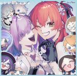  4boys 5girls anniversary blonde_hair blue_eyes brown_hair ca_(ca_gemini) captain_nemo_(fate) cerejeira_elron chibi chibi_inset closed_eyes fate/grand_order fate_(series) fou_(fate) fujimaru_ritsuka_(female) glasses gloves goredolf_musik green_eyes grey_hair hair_ornament hair_ribbon hat highres jingle_abel_meuniere kadoc_zemlupus leonardo_da_vinci_(fate) leonardo_da_vinci_(rider)_(fate) looking_at_viewer mash_kyrielight mash_kyrielight_(fgo_fes._2025) medium_hair multiple_boys multiple_girls nemo_(fate) one_eye_closed open_mouth orange_hair purple_eyes purple_hair ribbon short_hair sion_eltnam_(type-moon) sion_eltnam_sokaris smile turban yellow_eyes 