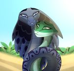  2017 ajar_(sahara) ambiguous_gender blue_eyes cobra desert duo electra-draganvel eva_(sahara) feral green_eyes outside plant reptile sahara_(movie) sand scalie snake 