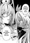 2girls absurdres animal_ears antenna_hair apron baggy_clothes breasts dress fullmetal_alchemist hat highres i_hate_kids_with_good_instincts_like_you_(meme) indie_virtual_youtuber large_breasts long_hair meme multiple_girls mumble_(shachimu) name_tag nimi_nightmare nurse nurse_cap original parody round_collar rounded_collar scene_reference sleeve_slit sweater sweater_under_dress tapir_ears tapir_girl turtleneck turtleneck_sweater virtual_youtuber white_apron zetsuental 