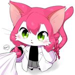  artist_request cat cat_busters furry green_eyes long_hair open_mouth pink_hair 