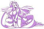  anthro balls big_breasts big_penis breasts dickgirl dragon feathered_wings feathers flaccid huge_penis intersex nipples nude penis purple_theme smile solo the_search_for_lost_wings tongue tongue_out wings 