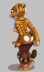  anthro breasts butt clothed clothing feline female kung_fu_panda looking_back mammal master_tigress nipples open_mouth pants_down partially_clothed siroc solo tiger 