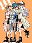  :&gt; baseball_cap beanie belt bespectacled black_hair blonde_hair blue_eyes brown_eyes cellphone crossed_arms genderswap genderswap_(mtf) girl_sandwich glasses green_eyes hat katsuki_yuuri multiple_girls phone sandwiched self_shot shoes shorts silver_hair smartphone smile sneakers standing standing_on_one_leg ure_p viktor_nikiforov yuri!!!_on_ice yuri_plisetsky 