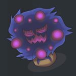  dark_background front_view nintendo pink_eyes pok&eacute;mon purple_body rock shiny_pok&eacute;mon simple_background solo spiral_eyes spiritomb video_games zaikudo 