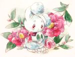  alternate_color animal_focus buneary flower full_body leaf no_humans non_(kumakawayusu) painting_(medium) peony_(flower) pink_flower pokemon pokemon_(creature) red_scarf scarf signature simple_background snow_rabbit solo tears traditional_media watercolor_(medium) white_background 
