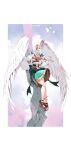  1girl absurdres angel_wings ankle_boots ascot back_bow bad_id bad_pixiv_id boots bow cecilia_immergreen cecilia_immergreen_(1st_costume) closed_eyes colored_inner_hair corset cross-laced_clothes cross-laced_corset detached_collar detached_sleeves doll doll_joints feathered_wings full_body gears gold_trim green_corset green_hair green_skirt grey_hair hair_ornament high_heel_boots high_heels highres hololive hololive_english instrument joints large_bow long_sleeves miniskirt multicolored_hair namiorii open-toe_boots puffy_long_sleeves puffy_sleeves red_ascot romper see-through_clothes see-through_skirt short_hair skirt solo strapless_romper streaked_hair underbust violin virtual_youtuber white_romper white_sleeves winding_key wings 
