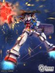  battle commentary_request copyright_notice debris earth_federation energy_beam explosion firing gundam gundam_card_game highres logo machinery mecha mecha_focus mobile_suit mobile_suit_gundam motion_blur no_humans official_art realistic robot rx-78-2_gundam science_fiction shield soezy space sparks sunrise_(company) thrusters v-fin yellow_eyes zero_gravity 