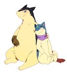  alpha_channel blue_eyes ebonyplume fan_character nintendo pok&eacute;mon quilava scarf simple_background size_difference transparent_background typhlosion video_games 