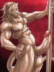  anthro balls big_penis erection felid humanoid_penis lion looking_at_viewer male mammal muscular muscular_male nude pantherine penis retracted_foreskin smile solo standing uncut vein veiny_penis zex 