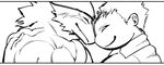  anthro bandanna canine close-up duo eyes_closed fur hair hatake horkeukamui huge_muscles human male mammal muscular nuzzling sketch smile tokyo_afterschool_summoners triceps vein veiny_muscles 