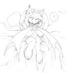  bed bedroom_eyes big_breasts bigdad breasts chiropteran convenient_censorship female half-closed_eyes looking_at_viewer mammal monochrome nude pillow rouge_the_bat seductive solo sonic_(series) wings 