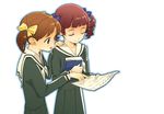  book closed_eyes fukuzawa_yumi hand_on_shoulder maria-sama_ga_miteru matsudaira_touko multiple_girls nse paper pointing school_uniform 