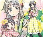  age_difference baby bapio black_hair blue_eyes flower hair_flower hair_ornament hairband long_hair multiple_girls pacifier plaid plaid_skirt saten_ruiko short_hair skirt smile time_paradox to_aru_kagaku_no_railgun to_aru_majutsu_no_index uiharu_kazari zoom_layer 