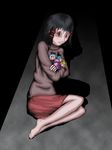  bad_anatomy barefoot black_hair character_doll cirno dark doll hakurei_reimu hikikomori jpeg_artifacts moriya_suwako patchouli_knowledge red_eyes solo sweater tears touhou yagokoro_eirin 