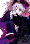  bad_id bad_pixiv_id boots candy emily_(pandora_hearts) eyepatch flower food formal gloves hair_over_one_eye hamayoshi hat male_focus pandora_hearts pirate red_eyes rose silver_hair solo xerxes_break 