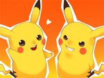  bad_pixiv_id gen_1_pokemon grin heart no_humans pikachu pokemon pokemon_(creature) smile waka_charoku 
