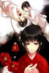  2boys bad_id bad_pixiv_id black_hair brown_eyes camellia fatal_frame fatal_frame_2 flower hands japanese_clothes kimono koko_(oyasuminasai) multiple_boys red_string rope short_hair siblings string tachibana_chitose tachibana_itsuki tachibana_mutsuki twins 