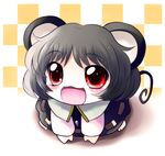  animal_ears chibi grey_hair jewelry mouse_ears mouse_tail nazrin pendant red_eyes short_hair solo tail touhou yume_shokunin 