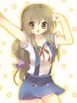  brown_eyes brown_hair clannad hikarizaka_private_high_school_uniform ibuki_fuuko imo_mushi long_hair school_uniform solo star 