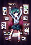  2010 :&lt; antennae bangs beetle belt buckle bug butterfly cape collared_shirt dated dragonfly framed_insect green_eyes green_hair insect kiyose_akame long_sleeves looking_at_viewer mary_janes neck_ribbon pin pinned ribbon scorpion shirt shoes short_hair shorts socks solo stag_beetle touhou white_legwear white_shirt wing_collar wriggle_nightbug 