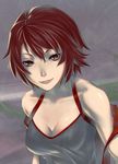  bk1964 breasts brown_hair cleavage highres medium_breasts meiko red short_hair solo vocaloid 