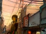  bad_id bad_pixiv_id cityscape highres multiple_girls original pole power_lines shimeji_(simeji227) sign 