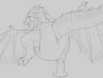 3_claws ambiguous_gender claws diaper dragon embarrassed feral hi_res mythological_creature mythological_scalie mythology raised_leg scalie scripin seawing_(wof) solo spread_wings standing turtle_(wof) wings wings_of_fire