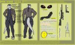 a16.rl absurd_res accessory anthro aptertheraptor athletic black_eyes blood bodily_fluids border clothing colored_blood description dinosaur dromaeosaurid english_text gore grey_body grumpy gun handgun headband hi_res jacket jumpsuit katar leather leather_clothing leather_jacket leather_topwear male melee_weapon model_sheet parasite prehistoric_species pupils ranged_weapon red_pupils reptile rifle saurischian scalie scar sniper_rifle solo standing sword text theropod topwear unusual_blood unusual_bodily_fluids velociraptor weapon wounded yellow_blood yellow_border