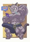 2023 3_toes 5_fingers abs anthro arthropod ball_bulge biceps big_eyes big_muscles big_penis black_clothing black_eyes black_nose black_outline black_underwear boxers_(clothing) boxers_only brush cellphone chibi claws clothed clothing crimsonrabbit crustacean darkened_ears darkened_tail deltoids domestic_cat electronics erection erection_under_boxers erection_under_clothing erection_under_underwear eye_markings eyebrows facial_markings featureless_chest feet felid feline felis fingers forearm_muscles full-length_portrait fur gaming genitals grey_body grey_eyebrows grey_fur grey_markings grey_penis hajime_tanaka_(odd_taxi) hand_behind_head head_markings head_tuft hi_res holding_object holding_phone huge_muscles huge_penis latissimus_dorsi light lighting line_art long_tail looking_down male mammal marine markings multicolored_clothing multicolored_underwear muscular muscular_legs narrowed_eyes no_irises odd_taxi outline pecs penis penis_visible_through_clothing phone pictographics playing playing_video_game portrait quads rectangle_background serratus shaded shaded_line_art shadow shrimp simple_background small_feet small_mouth solo speech_bubble standing star stretched_clothing stretched_underwear tail tear_(marking) thick_penis thick_thighs three-quarter_view toes toothbrush toothbrush_in_mouth topless triangle_nose triceps tuft two_tone_clothing two_tone_underwear underwear underwear_only vein veiny_penis whiskers white_background white_sclera yellow_background yellow_inner_ear