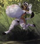 2020 5_fingers anthro areola armpit_hair big_breasts black_armpit_hair black_eyebrows black_hooves black_inner_ear_fluff black_pubes black_tail_tuft blue_eyes body_hair breasts day dizzy_by_design ear_piercing equid equine eyebrows female fingers forest fur genitals hooves huge_breasts hyper hyper_breasts inner_ear_fluff innie_vulva mammal mane multicolored_body multicolored_fur nipple_dip nipples open_mouth outside piercing pink_nipples pink_tongue plant pubes quads running shaded solo stripes tail tail_tuft teeth tongue tree tuft ventral_groove vulva white_body white_fur zebra