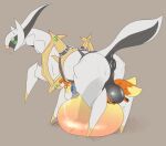 anal animal_genitalia animal_penis arceus balls bdsm belly_riding big_balls bodily_fluids bondage bound buizel cuff_(restraint) cum cum_from_mouth cum_from_nose cum_in_mouth cum_in_nose cum_inside duo equine_genitalia equine_penis extreme_size_difference feral generation_4_pokemon genital_fluids genitals harness hi_res legendary_pokemon male male/male musk nintendo notsafecat penis pokemon pokemon_(species) raised_leg restraints size_difference soggy_(soggybuizel) sweat worried