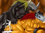  abs anal anal_penetration anthro balls biceps big_muscles big_penis blackwargreymon claws cum cum_in_ass cum_inside digimon dragon duo erection eurobeat gay horn male muscles nipples nude orgasm penetration penis scalie sex wargreymon 