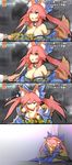  4koma absurdres as_long_as_they're_happy_(meme) breasts cleavage comic commentary fate/extella fate/extra fate/grand_order fate_(series) highres large_breasts long_hair looking_at_viewer looking_away looking_up out_of_frame partially_translated pink_hair tamamo_(fate)_(all) tamamo_no_mae_(fate) text_focus thighhighs thumbs_up translation_request twintails wisespeak yellow_eyes 