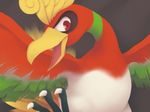  beak crest dark_background digital_media_(artwork) feathered_crest feathers gold_feathers green_feathers ho-oh legendary_pok&eacute;mon low_res nintendo open_mouth pok&eacute;mon red_eyes red_feathers simple_background talons video_games white_feathers yellow_beak zaikudo 