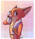  2017 anthro canine chest_tuft disney drying fox fuel_(artist) male mammal nick_wilde nude open_mouth ruffled_fur signature solo towel tuft zootopia 