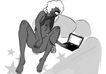  1_eye 2017 alien bed biting_shirt blush bottomless breasts bromeliad butt clothed clothing clothing_lift computer cyclops enemy_quest female fluffy_hair freckles hair humanoid laptop masturbation mouth_hold navel nipples not_furry oculot panties pillow pussy shirt shirt_lift simple_background solo tgchan underwear vaginal white_background 