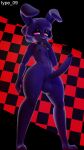 3d_(artwork) anthro balls big_penis black_eyeshadow bonfie_(cryptiacurves) bonnie_(fnaf) buckteeth checkered checkered_background colored_nails dark_nipples digital_media_(artwork) erection eyeshadow featureless_feet feet femboy finger_to_mouth five_nights_at_freddy&#039;s full-length_portrait genitals glans glowing glowing_eyes hair hi_res humanoid_genitalia humanoid_penis lagomorph leporid long_penis looking_at_viewer low-angle_view makeup male mammal nails nipples nude_anthro nude_male open_mouth open_smile pattern_background pecs penis pink_eyes portrait purple_balls purple_body purple_glans purple_hair purple_nipples purple_penis rabbit red_background red_nails scottgames short_hair simple_background smile smiling_at_viewer solo teeth type_09 watermark