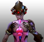  breast_hold breasts dildo nipples no_bra overwatch tracer_3d widowmaker 