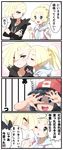  !! 1boy 2girls 4koma ;o bag bangs beanie black_hair blonde_hair blunt_bangs blush brother_and_sister check_translation cheek_kiss closed_eyes comic crossed_arms ear_piercing gladio_(pokemon) green_eyes hat highres hood hoodie kiss koutetsu_(fe_steel_stone) lillie_(pokemon) long_sleeves mizuki_(pokemon) multiple_girls one_eye_closed open_mouth piercing pokemon pokemon_(game) pokemon_sm ponytail school_uniform serafuku short_hair short_sleeves siblings smile speech_bubble surprised sweat teeth translation_request trembling z-ring 