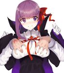  bb_(fate)_(all) bb_(fate/extra_ccc) blush breast_grab breasts cape command_spell fate/extra fate/extra_ccc fate/grand_order fate_(series) fujimaru_ritsuka_(male) gloves grabbing grabbing_from_behind large_breasts long_hair purple_eyes purple_hair rinaka_moruchi smile white_gloves 