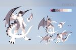 abs anthro arm_outstretched back_spikes bat black_hair claws color_swatch digitigrade dragon fan_character feminine frown genitals hair hi_res horn hybrid kneeling leaning lizard long_tail male mammal markings membrane_(anatomy) membranous_wings multicolored_body multicolored_scales multiple_poses muscular muscular_anthro muscular_male mythological_creature mythological_scalie mythology open_mouth penis pink_eyes pose reptile ridged_penis scales scalie sharp_teeth short_hair solo spiked_tail spikes spikes_(anatomy) story story_in_description striped_markings stripes syrect tail tan_body tan_scales teeth toe_claws twunk white_body white_scales wings